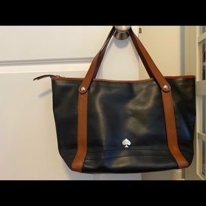 Kate Spade leather tote bag black & brown straps.